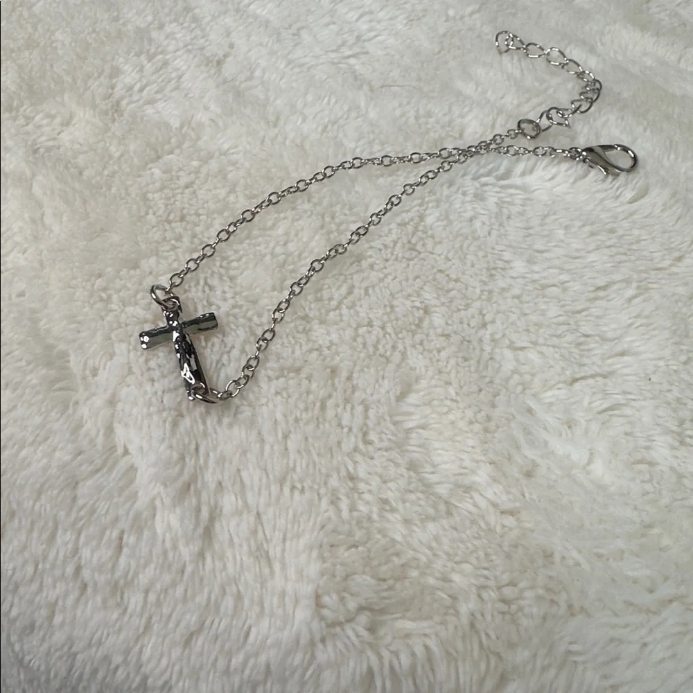 Cross Bracelet Double Sided Silver Tone Bracelet Faith Religious Gifts NWT